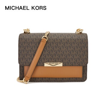 商品[国内直发] Michael Kors|MK 女包 迈克 科尔斯 MICHAEL KORS 送女友女士深棕/橡果棕人造革拼皮大号老花链条包 30H9GJ4L3B BRN/ACORN,价格¥1451,第1张图片详细描述