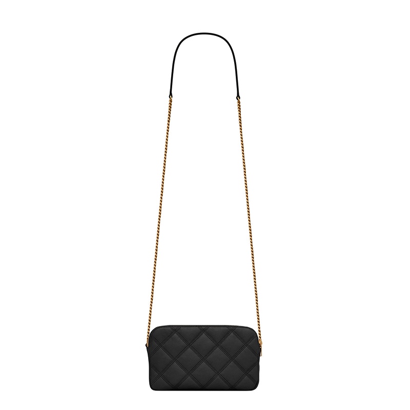 商品Yves Saint Laurent|SAINT LAURENT PARIS/圣罗兰 BECKY系列 黑色绗缝小羊皮双拉链斜挎包,价格¥9663,第3张图片详细描述