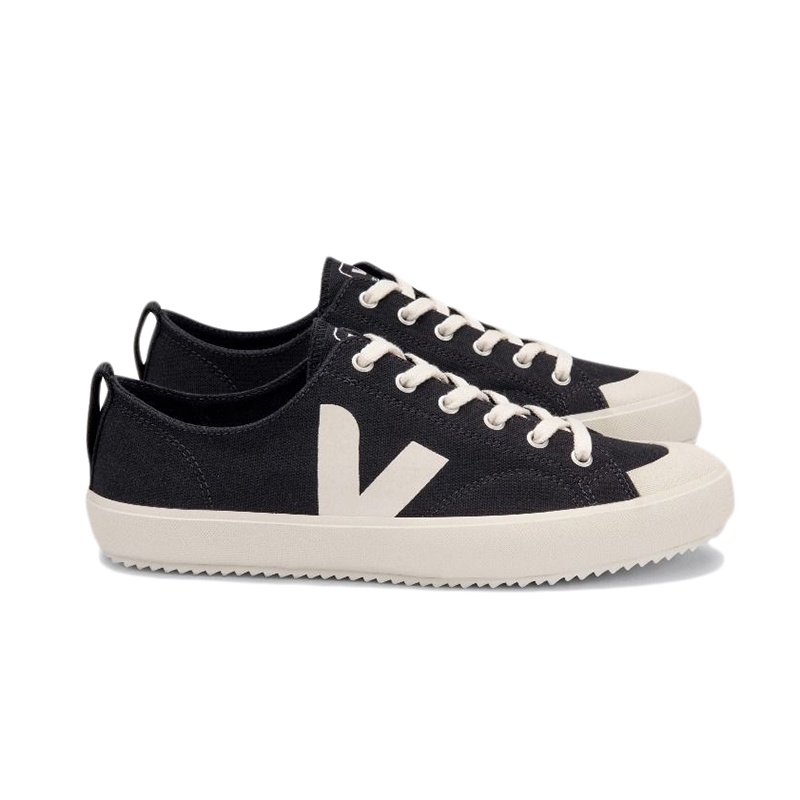 商品Veja|VEJA NOVA系列 女士黑色米黄色棉质帆布低帮休闲鞋,价格¥1373,第4张图片详细描述