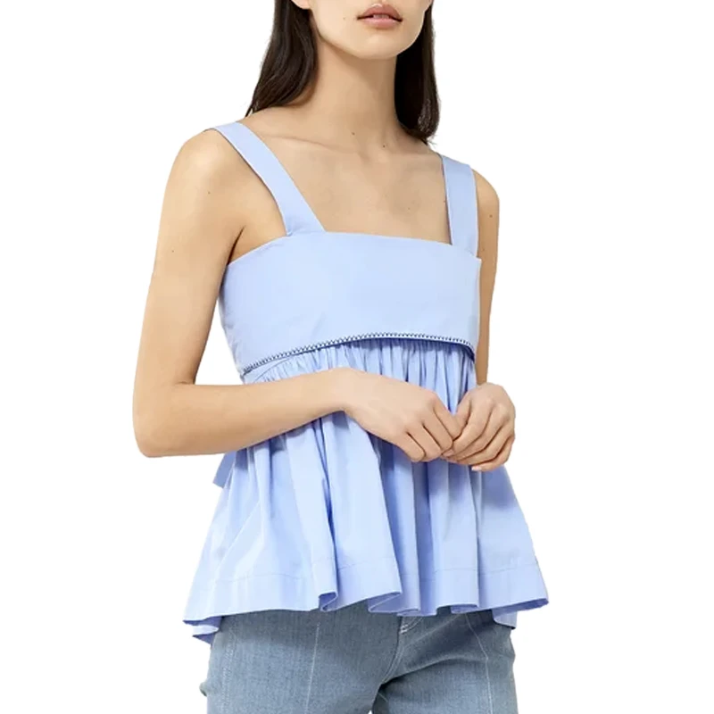 商品Chloé|CHLOE 女士蓝色夏季无袖上衣 C21AHT67-044-49N,价格¥2112,第3张图片详细描述