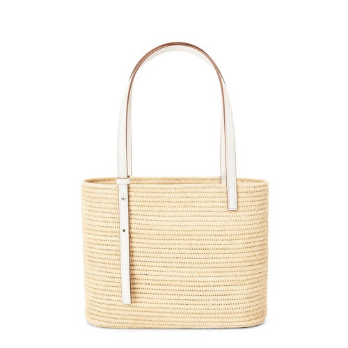 商品Loewe|【包税】预定2-3周 LOEWE/罗意威 21春夏新款Square Basket系列 小号自然色白色拉菲草编织配皮方形手提篮子包0010562270,价格¥4954,第3张图片详细描述