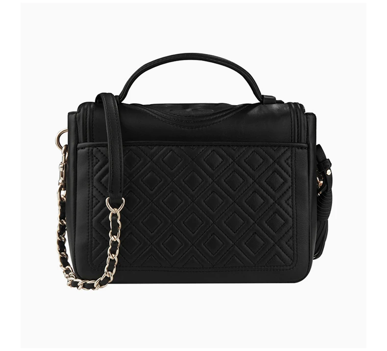 商品Tory Burch|Tory Burch 汤丽柏琦 女士黑色菱格流苏羊皮小号单肩手提包 45147-001,价格¥3236,第2张图片详细描述