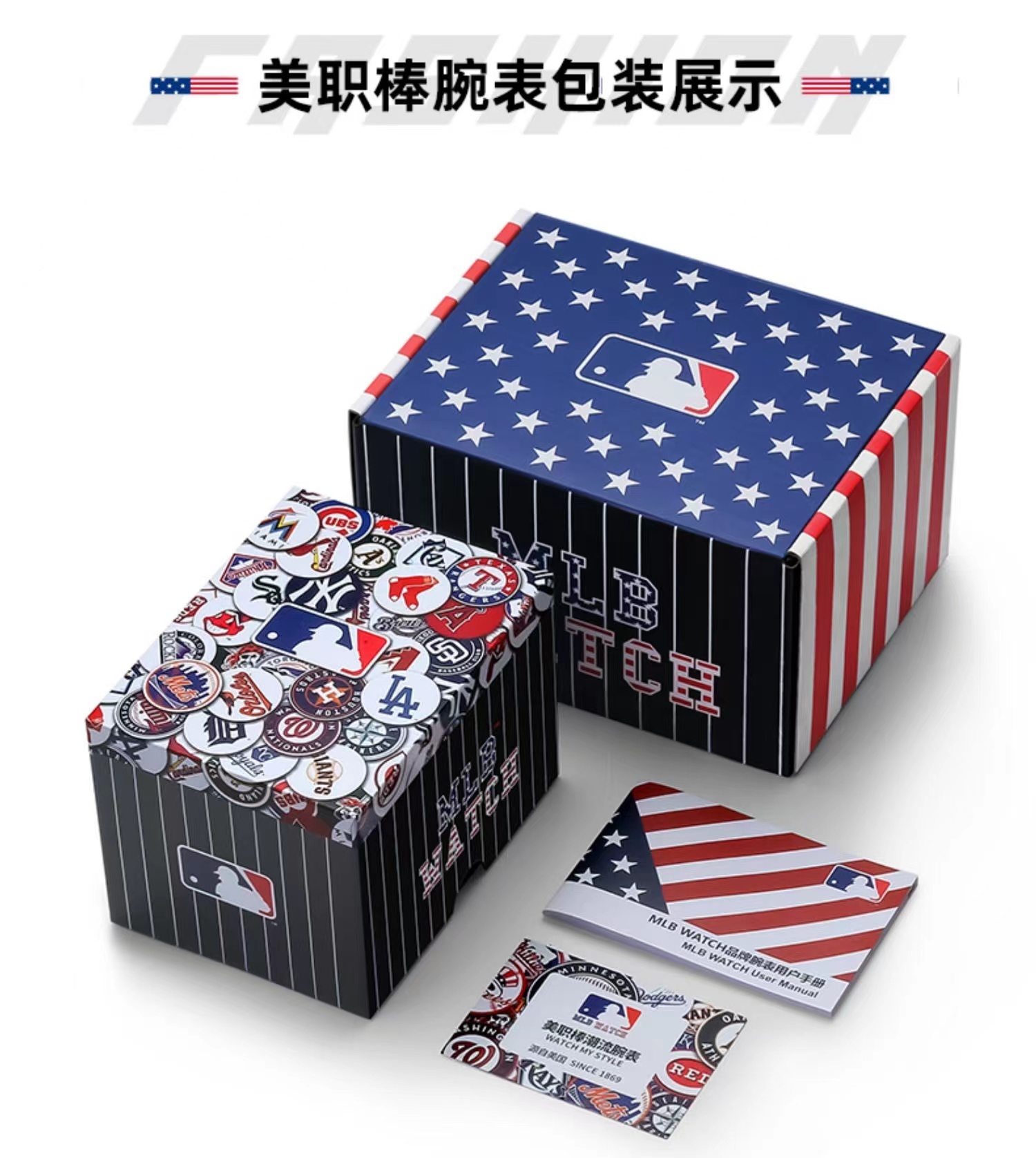 商品[国内直发] MLB|大表盘男士时尚潮流防水钢带石英腕表FX006-012,价格¥569,第19张图片详细描述