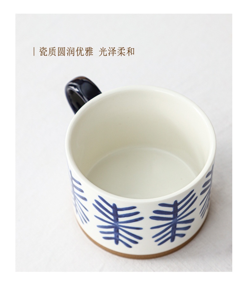 商品[国内直发] YeeCollene|复古手绘粗陶马克杯ins釉下彩中式咖啡杯个性小众陶瓷燕麦杯水杯,价格¥90,第5张图片详细描述