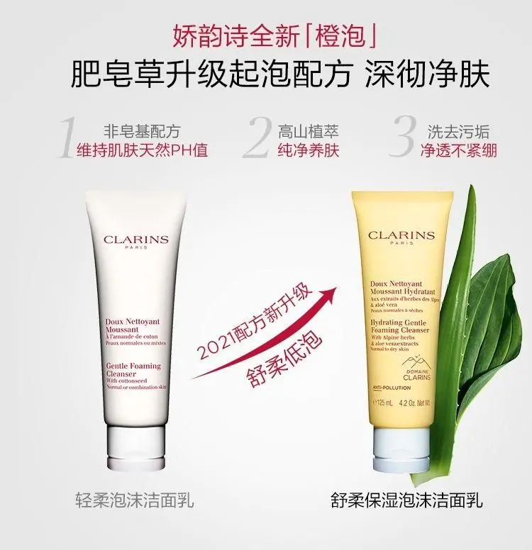 商品Clarins|Clarins娇韵诗舒柔保湿洁面乳125ml棉花籽洗面奶 新版无盒 香港直邮,价格¥81,第2张图片详细描述
