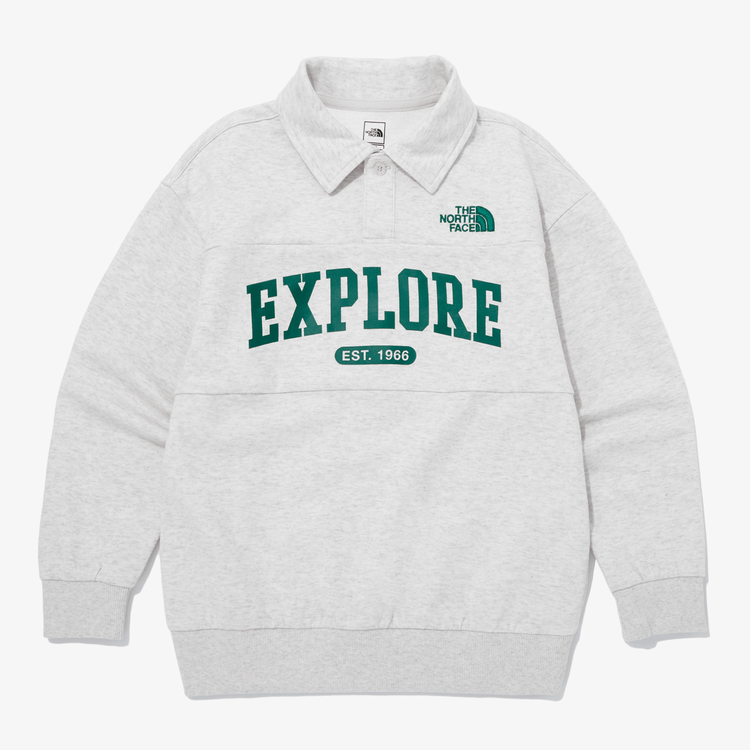 商品The North Face|【Brilliant|包邮包税】儿童学校日领运动衫 K'S SCHOOLDAY COLLAR SWEATSHIRTS OATMEAL NM5MQ05S,价格¥354,第2张图片详细描述