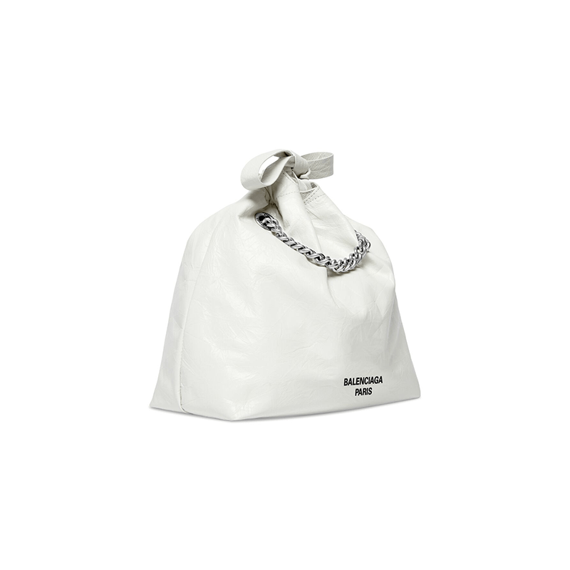 商品Balenciaga|巴黎世家 23新款 Crush女士小号白色牛皮做旧银色金属配件托特包 742942210IU9001,价格¥14433,第7张图片详细描述