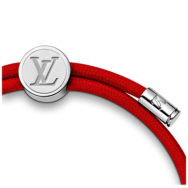 商品Louis Vuitton|【预售十天】Louis Vuitton/路易威登 经典款LV SPACE系列 红色尼龙链带饰银色金属徽标压印饰物太空手链M00274,价格¥2476,第3张图片详细描述