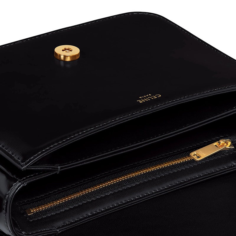商品Celine|【包税】CELINE/赛琳 22春夏新款TEEN TRIOMPHE系列 女士黑色牛皮革黑色凯旋扣斜��挎单肩包 199233BF4.38NO,价格¥24512,第5张图片详细描述
