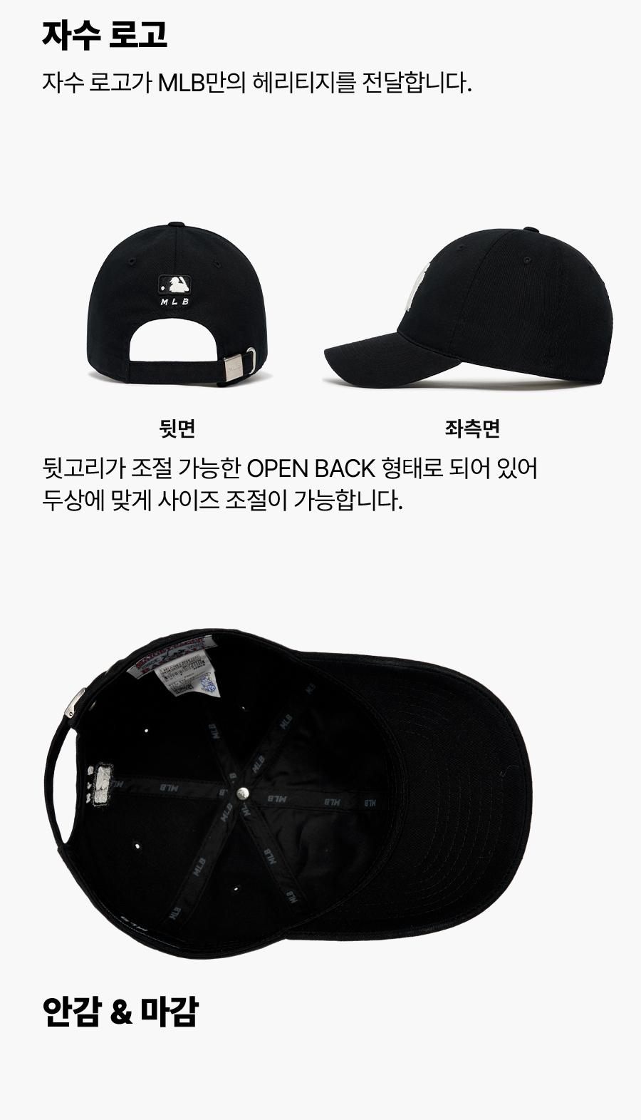 商品MLB|【保税仓极速直发】美联棒 MLB 黑色 白NY标 棒球帽 3ACP6601N 50BKS,价格¥148,第3张图片详细描述