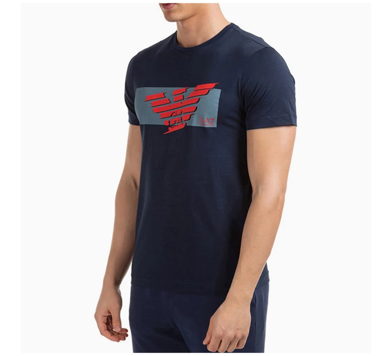 商品Emporio Armani|EMPORIO ARMANI 安普里奥·阿玛尼 徽标图案蓝色印花短袖男士T恤 3HPT48-PJT3Z-1554,价格¥405,第6张图片详细描述