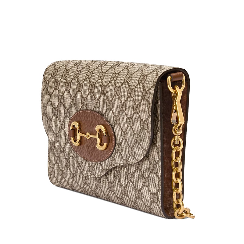 商品Gucci|GUCCI/古驰 Horsebit 1955系列 女士小号经典老花帆布翻盖马衔扣链条单肩斜挎包,价格¥16309,第5张图片详细描述