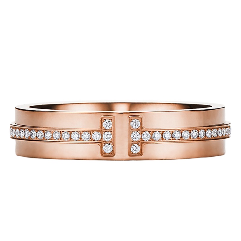 商品Tiffany & Co.|  Tiffany & Co./蒂芙尼 18K金 玫瑰金 镶钻窄式戒指GRP09678,价格¥32188,第4张图片详细描述