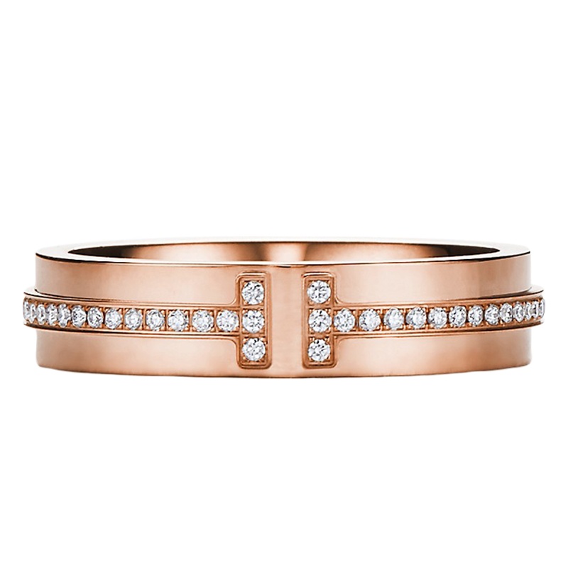 商品Tiffany & Co.|  Tiffany & Co./蒂芙尼 18K金 玫瑰金 镶钻窄式戒指GRP09678,价格¥33019,第4张图片详细描述