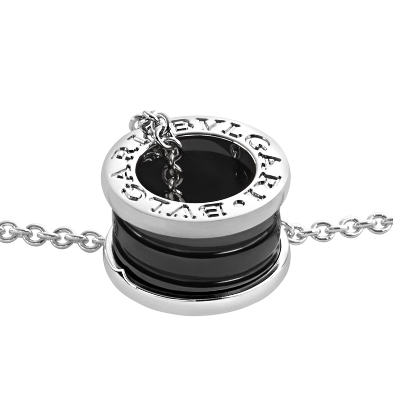商品BVLGARI|  BVLGARI/宝格丽 慈善款 男女通用纯银镶嵌黑色陶瓷 小红点项链 349634,价格¥5443,第3张图片详细描述