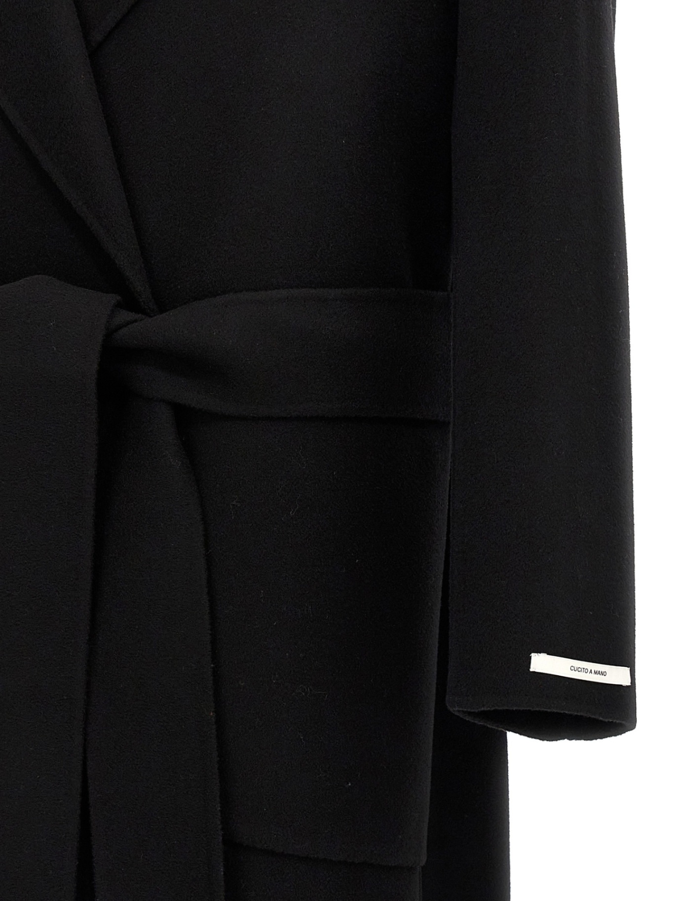 商品Max Mara|MAX MARA/麦丝玛拉 Sportmax系列 女士黑色羊毛腰部腰带后开衩翻领大衣VELENO013A,价格¥3279,第4张图片详细描述