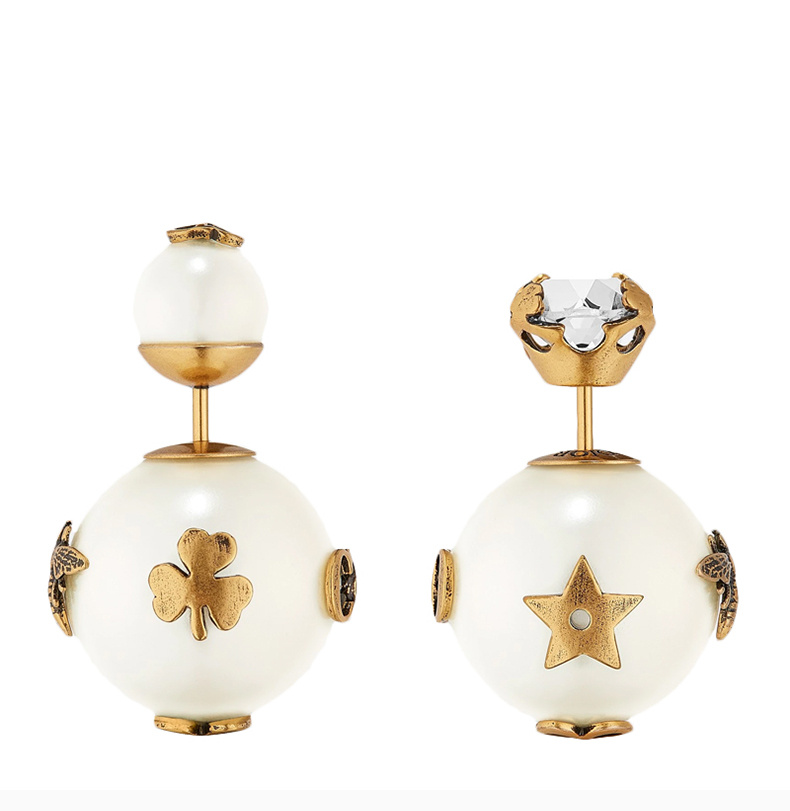 商品Dior|Dior 女士金色白色复古珍珠镶钻耳钉 E0665TRIRS-D908,价格¥3302,第7张图片详细描述