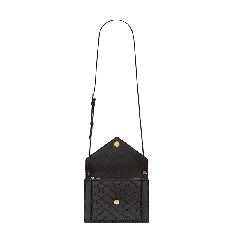 商品Yves Saint Laurent|SAINT LAURENT PARIS/圣罗兰 YSL 22春夏新款GABY系列 女士迷你黑色绗缝羊皮革翻盖单肩斜挎手拿包,价格¥15161,第7张图片详细描述