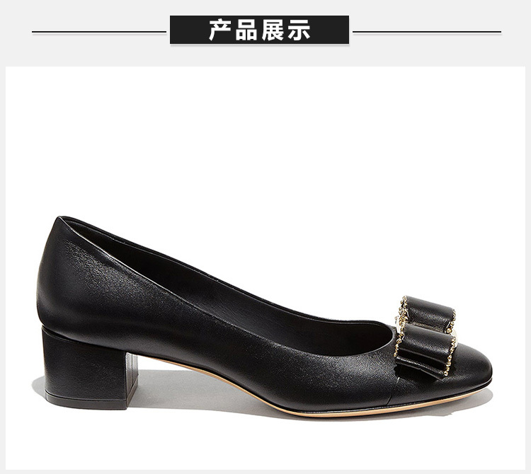 商品Salvatore Ferragamo|Salvatore Ferragamo 菲拉格慕 女士黑色蝴蝶扣低跟单鞋 01-N555-691366,价格¥2678,第6张图片详细描述