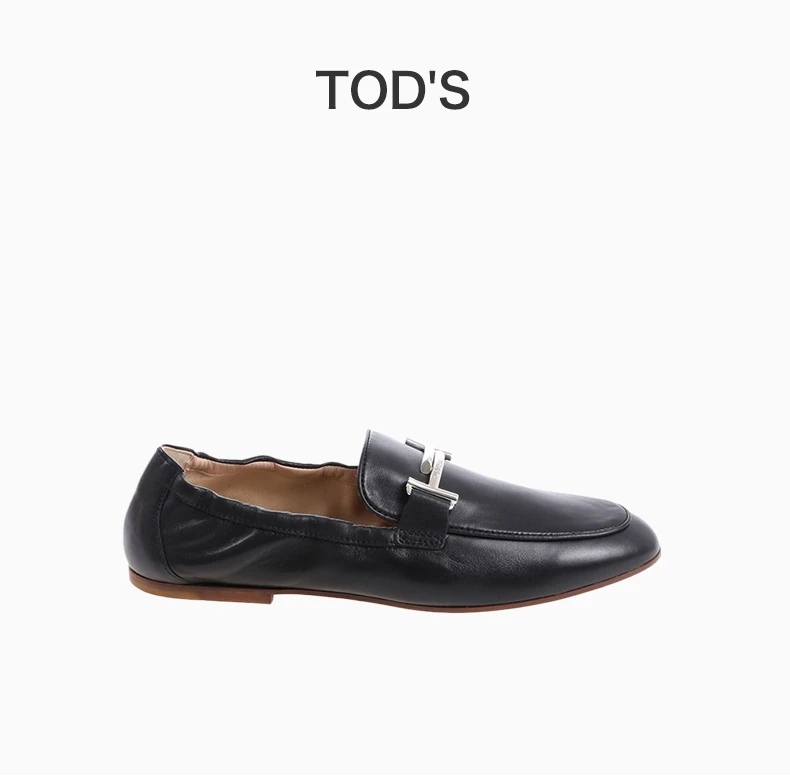 商品Tod's|TOD'S 女士黑色双 T 细节皮革乐福鞋 XXW79A0X010LUEB999,价格¥2860,第1张图片详细描述