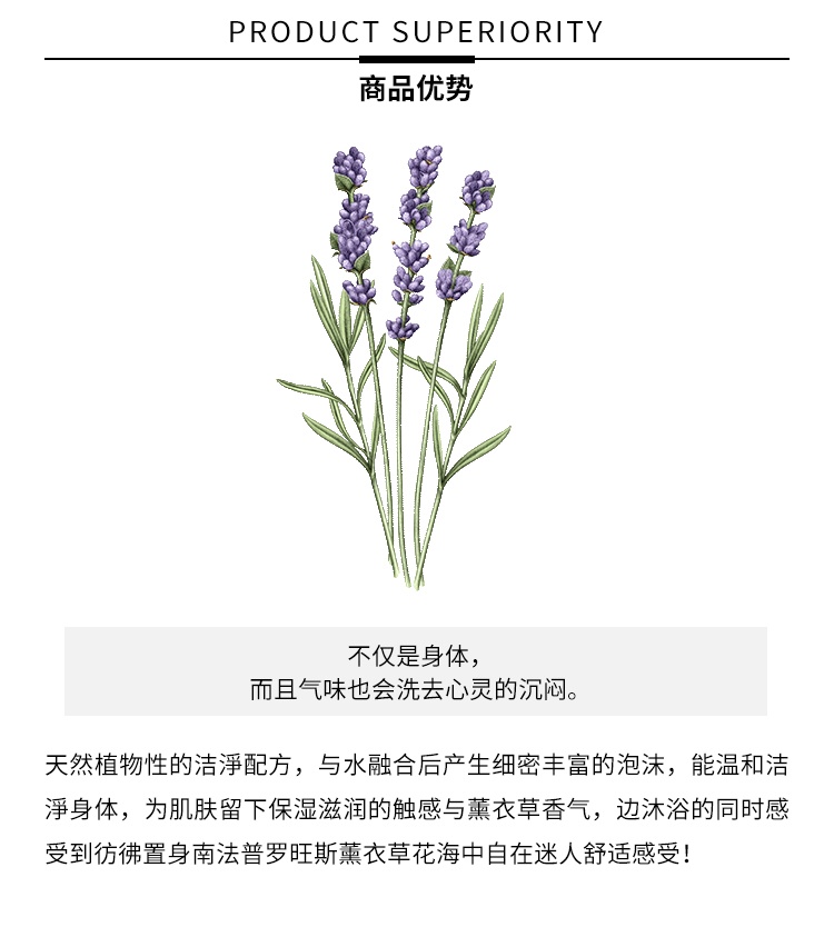 商品L'Occitane|L'occitane欧舒丹白薰衣草系列沐浴露250ml 保湿滋润,价格¥150,第4张图片详细描述