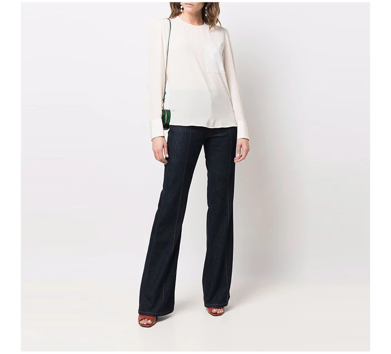 商品Chloé|CHLOE' 女士白色圆领长袖衬衫 C22SHT23-004-115,价格¥3884,第7张图片详细描述