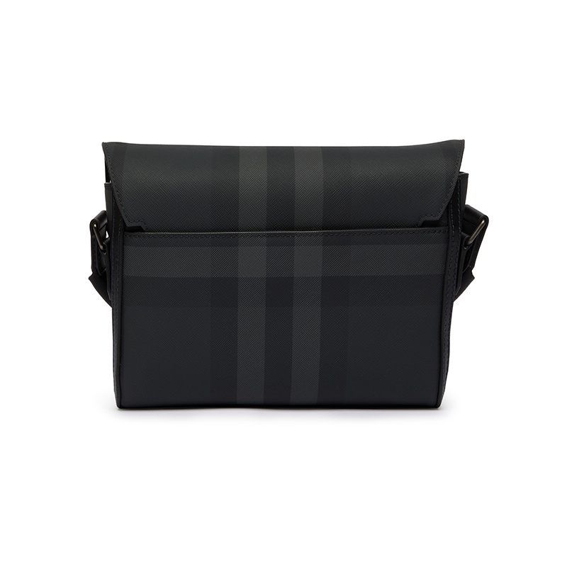 商品Burberry|博柏利 23年款 Wright系列 男士木炭色皮革小号格纹邮差包,价格¥10057,第6张图片详细描述