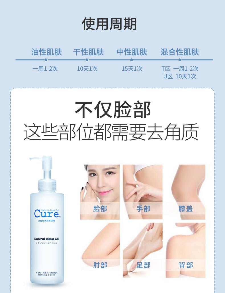 商品Curel|Curel/珂润去角质啫喱面部凝胶活性化水润凝露250g,价格¥165,第7张图片详细描述