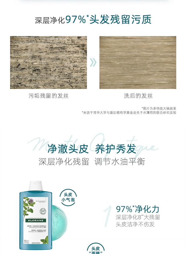 商品KLORANE|康如水薄荷洗发水400ml 控油,价格¥122,第4张图片详细描述