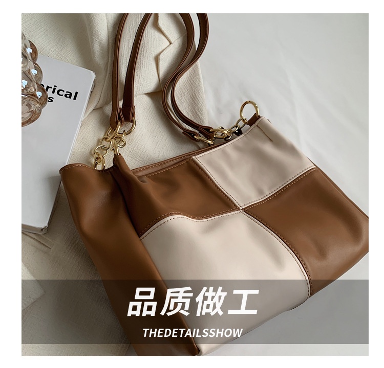 商品[国内直发] GLENVINTEN|格岚云顿大容量拼色包包秋季新款流行百搭通勤包单肩包时尚百搭托特包,价格¥185,第4张图片详细描述