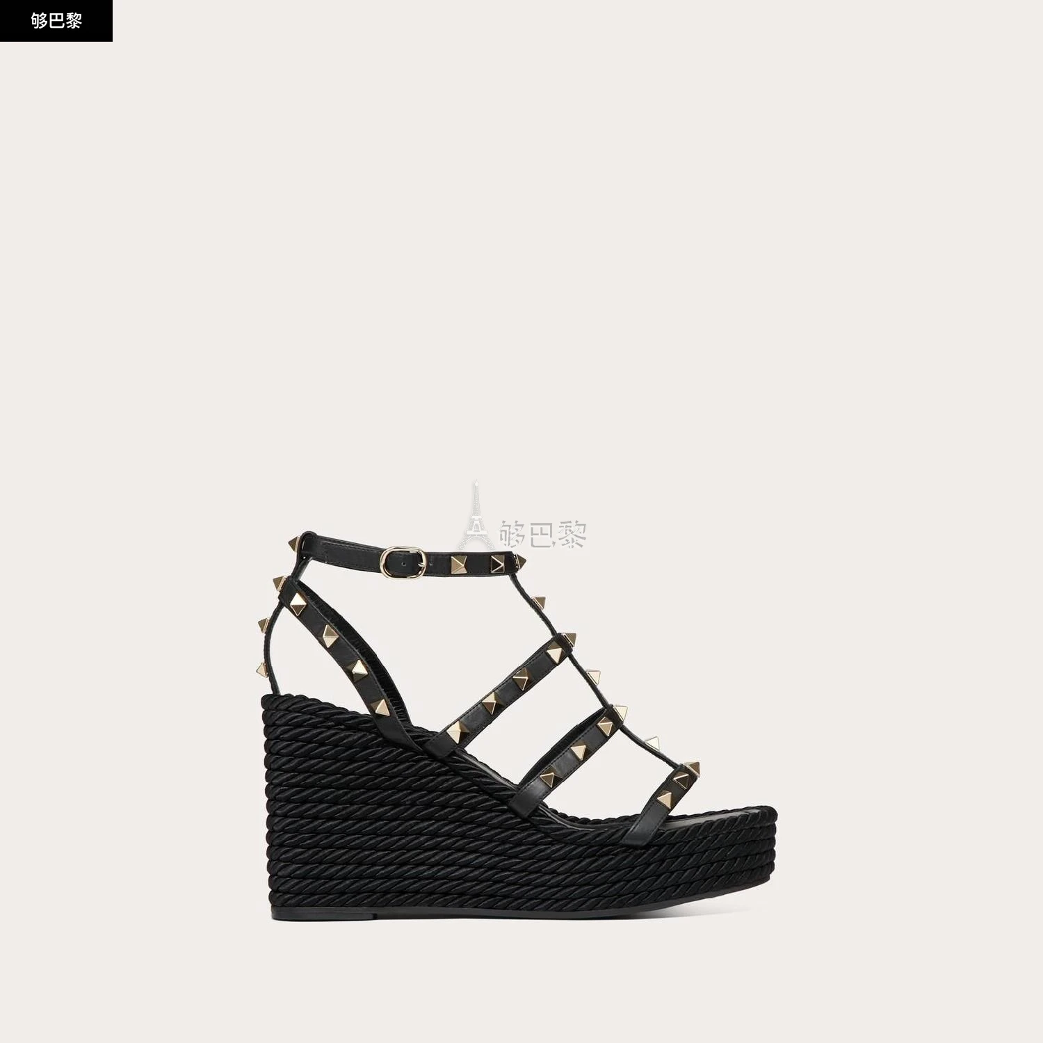 商品Valentino|【预售】 华伦天奴 25春夏 女士 坡跟鞋 SANDALES COMPENSÉES ROCKSTUD À BRIDES EN VEAU. TALON : 95 MM 4W2S0F95BAE_0NO ,价格¥6855,第2张图片详细描述