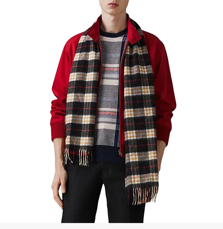 商品[国内直发] Burberry|Burberry 博柏利 女士黑色羊绒围巾 4075255,价格¥1925,第4张图片详细描述