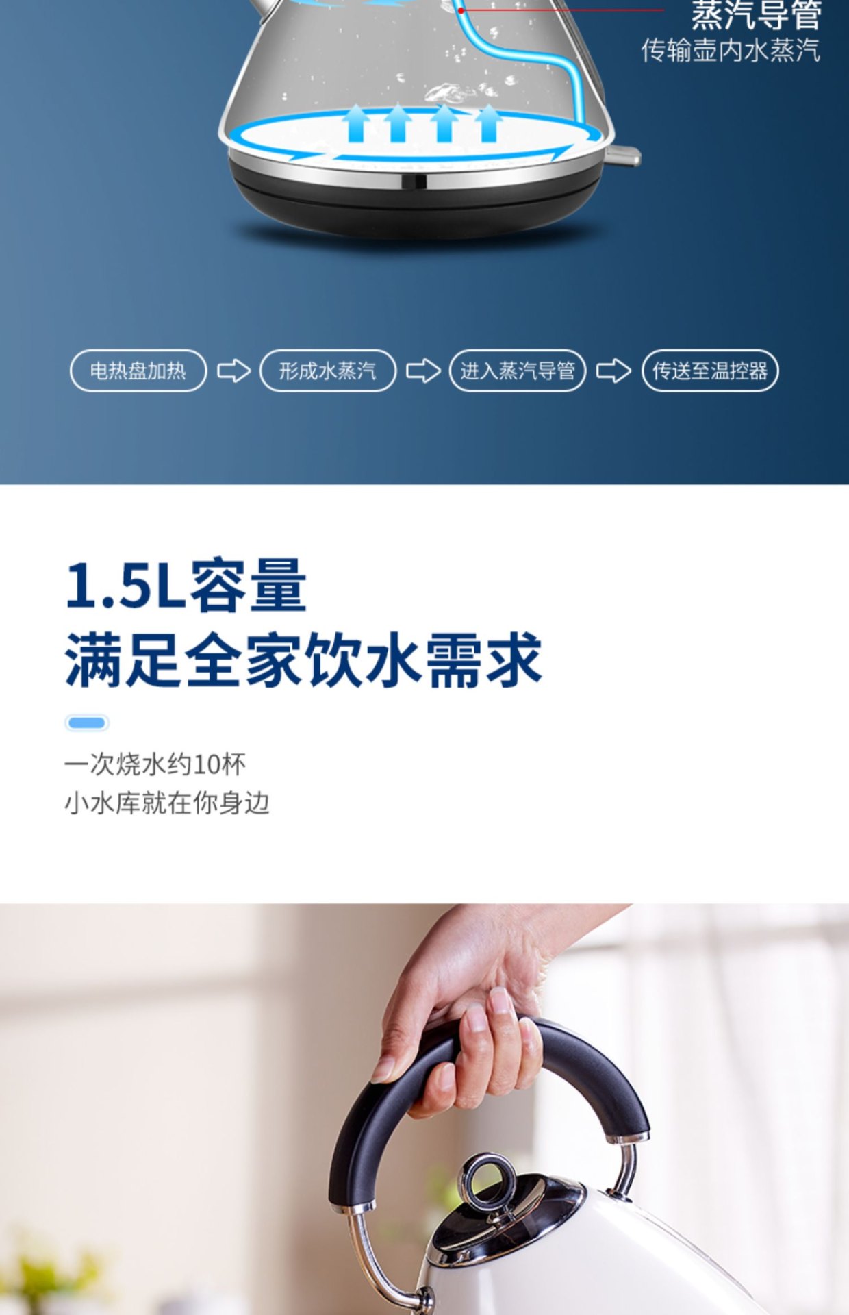 商品[国内直发] Morphy Richards|电烧水壶电热水壶小型家用一体不锈钢烧水壶MR7076A,价格¥398,第24张图片详细描述