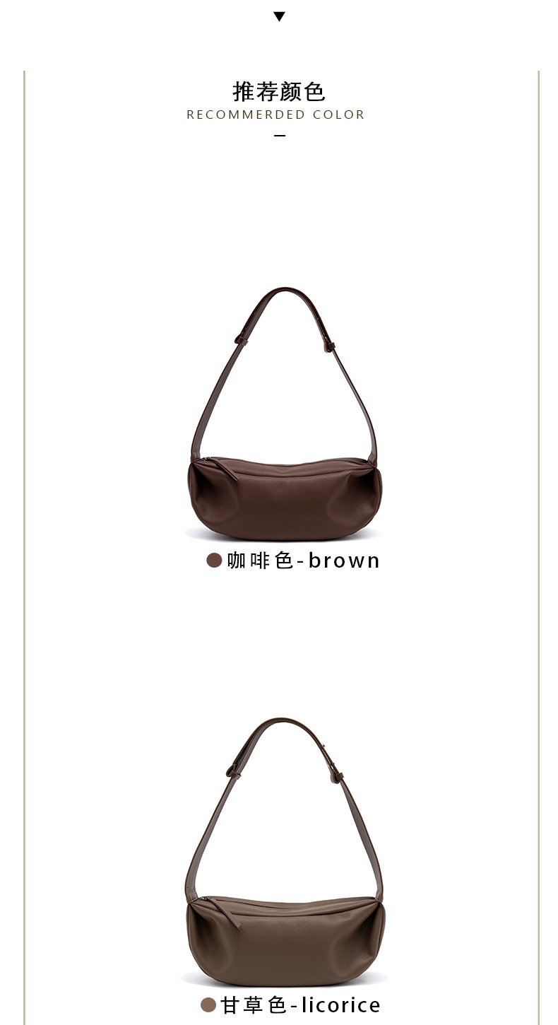 商品[国内直发] GLENVINTEN|格岚云顿新款小众复古饺子包真皮女包牛皮宽肩拉链单 肩斜挎包,价格¥631,第8张图片详细描述