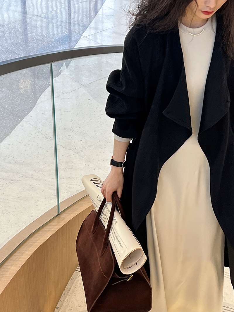 商品[国内直发] GLENVINTEN|格岚云顿新2024新款中式国风过膝风衣女生中长款抽绳棉麻外套,价格¥591,第22张图片详细描述
