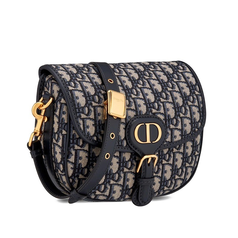 商品Dior|DIOR/迪奥 BOBBY 蓝色老花帆布滚边蓝色皮革中号斜挎单肩翻盖BOBBY包,价格¥24407,第6张图片详细描述