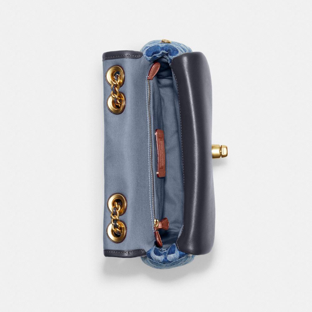 商品[国内直发] Coach|蔻驰女包Pillow 20 丹宁包水波纹香布雷女士专柜款牛仔布单肩斜挎包链条包礼物送女友 中号海军蓝CA104 B4UDF,价格¥1321,第6张图片详细描述