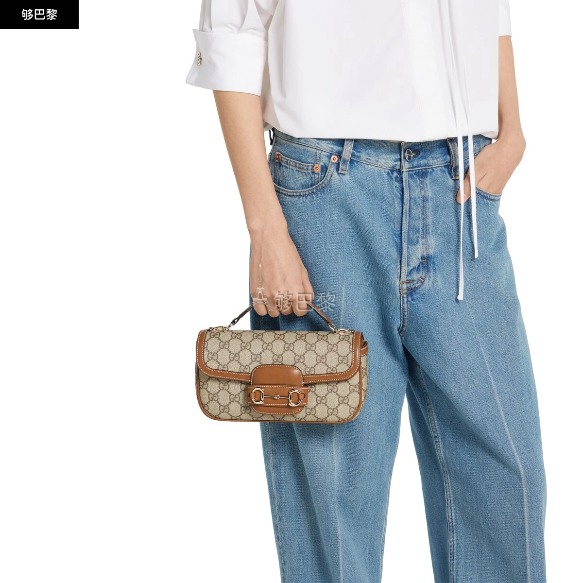 商品Gucci|【预售】 古驰 25春夏 女士 手提包 GUCCI HORSEBIT 1955系列柔软小号手提包 815206 FAD6L 9758 ,价格¥23044,第5张图片详细描述