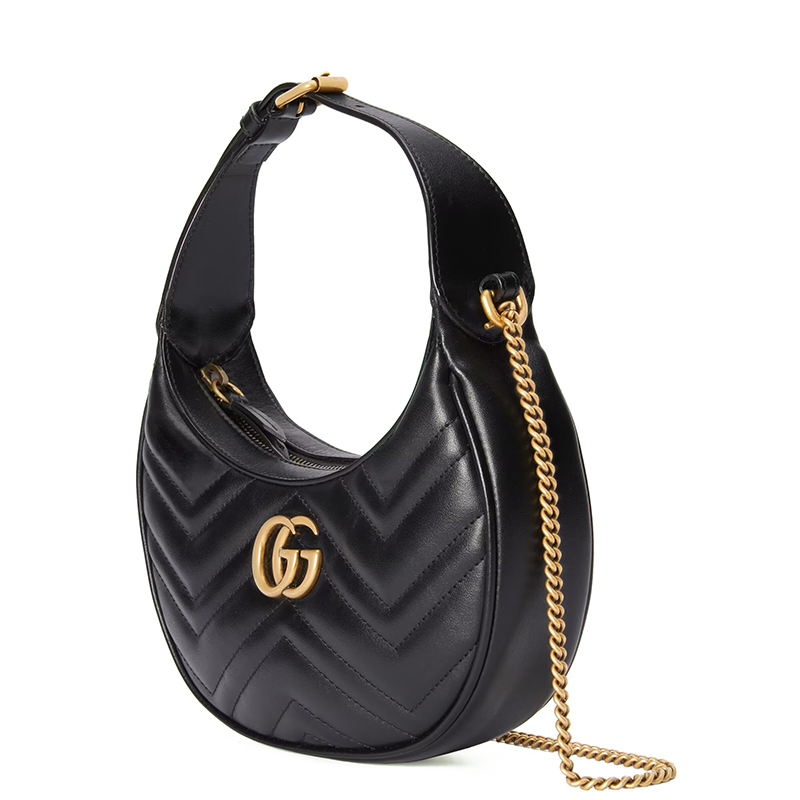 商品Gucci|GUCCI/古驰 22春夏新款Marmont系列 女士黑色绗缝皮革金扣金链单肩斜挎手提链条包699514DTDHT1000,价格¥10537,第3张图片详细描述