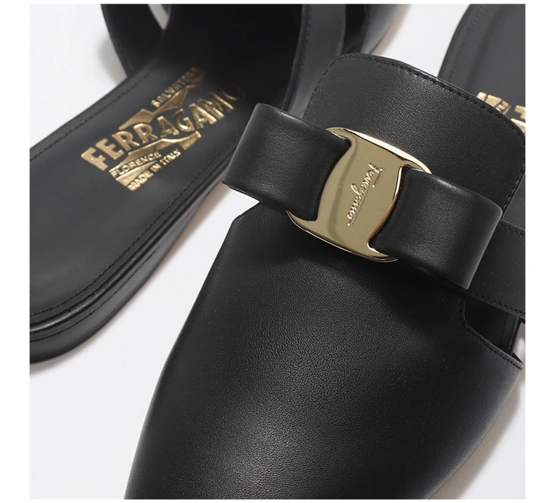 商品Salvatore Ferragamo|Salvatore Ferragamo 菲拉格慕 女士黑色牛皮拖鞋 01-P963-715346,价格¥2434,第8张图片详细描述