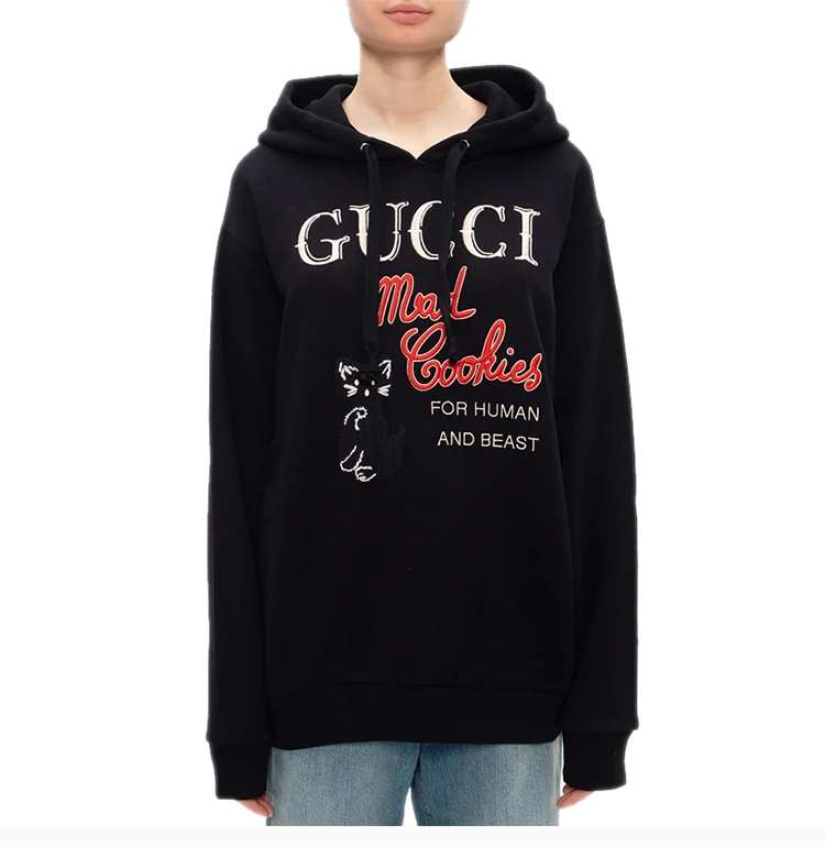 商品[国内直发] Gucci|GUCCI 古驰 女士黑色棉质卫衣/帽衫 615061-XJC0C-1082,价格¥11335,第5张图片详细描述