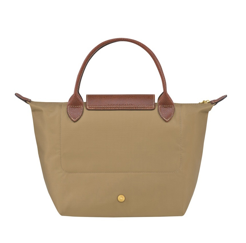 商品Longchamp|【SAvenue】LONGCHAMP �珑骧 帆布拼牛皮饺子包手提包 短柄小号 女款 卡其色(提示：保税仓货品一人不可超过5单) 3597922208814（1621089526-22F）,价格¥622,第5张图片详细描述