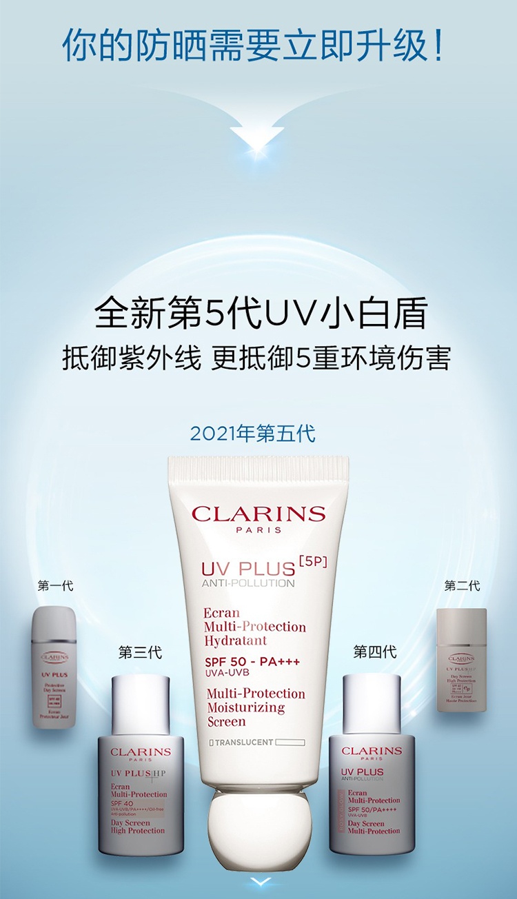 商品Clarins|娇韵诗UV小白盾隔离防晒乳30mlSPF50透明色  新老包装随机发,价格¥288,第8张图片详细描述