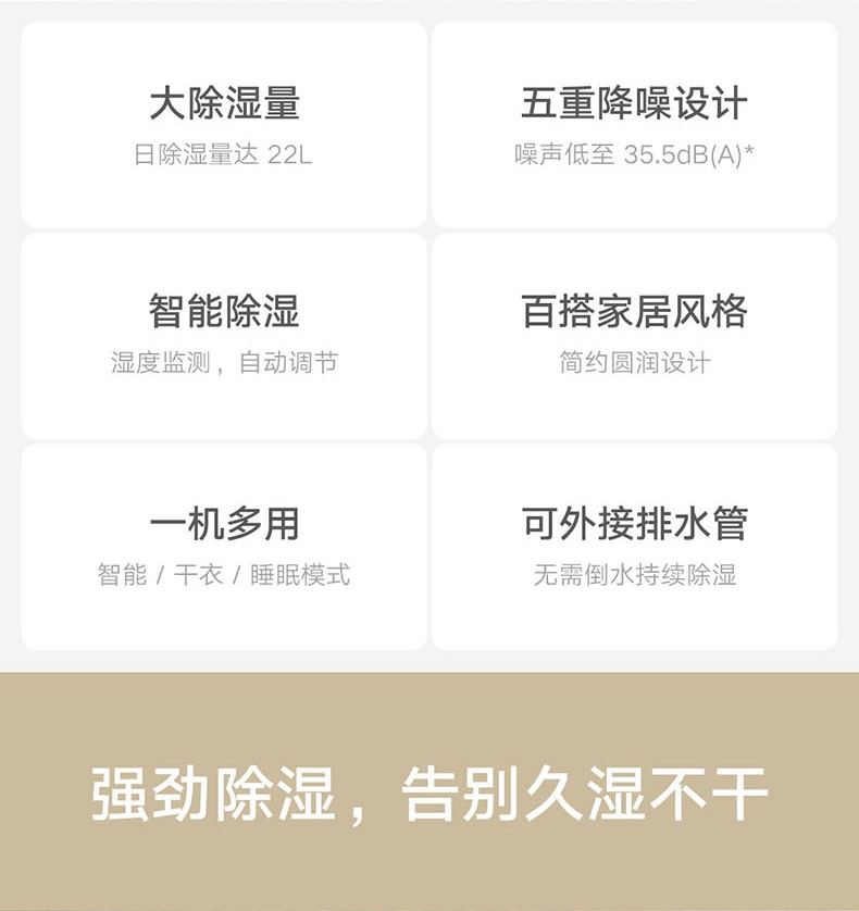 商品[国内直发] XIAOMI|小米米家除湿机22L家用抽湿器小型室内空气吸湿静音去湿除潮干衣,价格¥2221,第2张图片详细描述