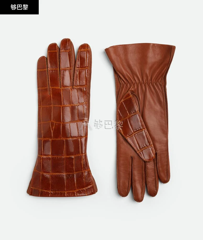 商品Bottega Veneta|【预售】 BV葆蝶家 24秋冬 女士 手套 Gants En Cuir Effet Crocodile 769187V3EL06361,价格¥5214,第3张图片详细描述