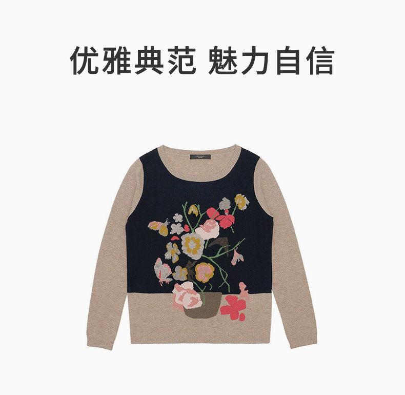 商品Max Mara|MAX MARA 女士棕色图案羊毛毛衣 53660143-600-001,价格¥1544,第3张图片详细描述