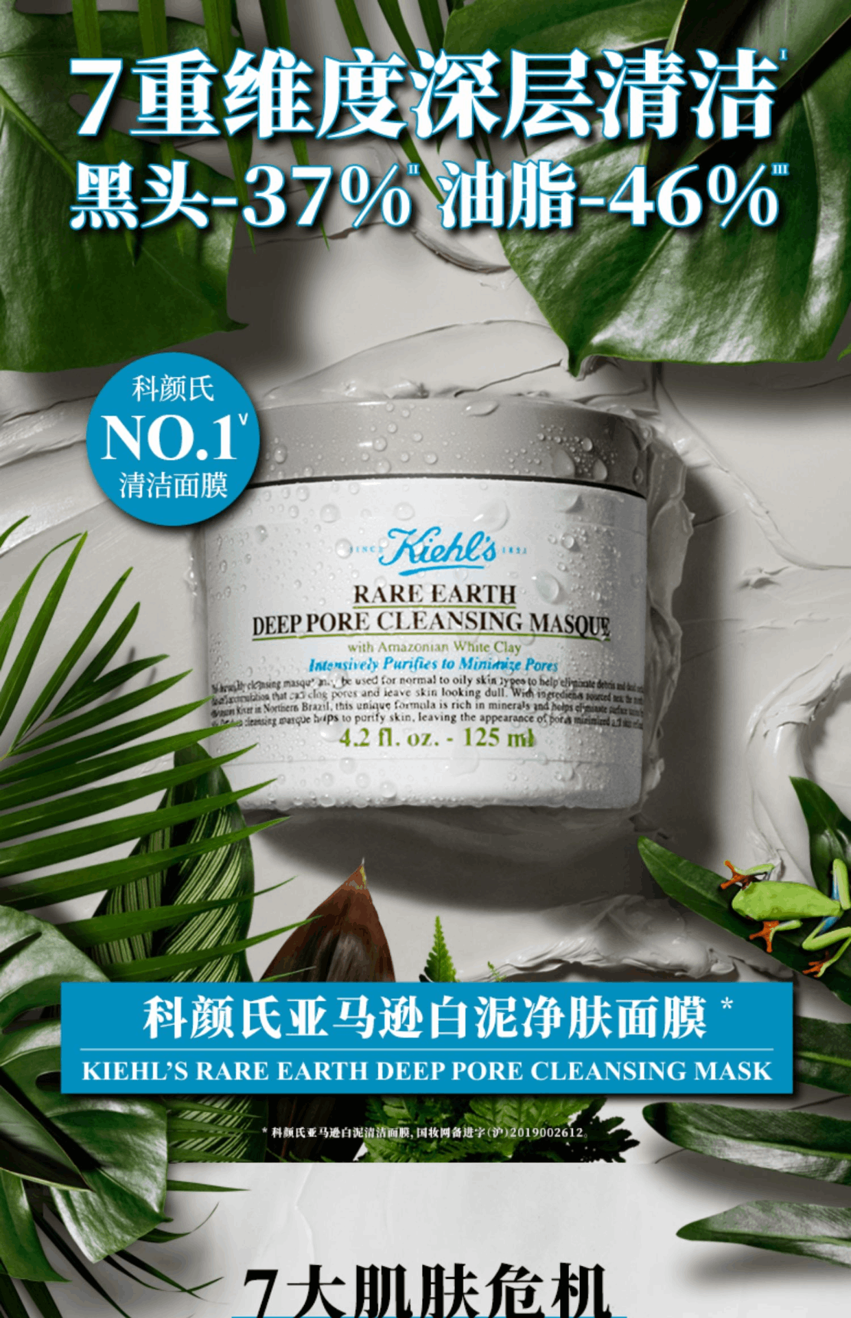 商品[国内直发] Kiehl's|科颜氏亚马逊白泥净肤面膜  125ml,价格¥252,第1张图片详细描述