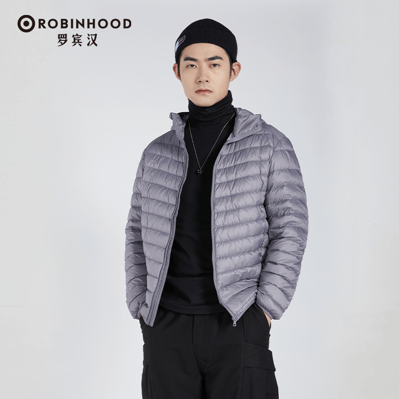 商品[国内直发] ROBINHOOD|罗宾汉休闲时尚男士羽绒服-6720702-中灰色,价格¥164,第9张图片详细描述