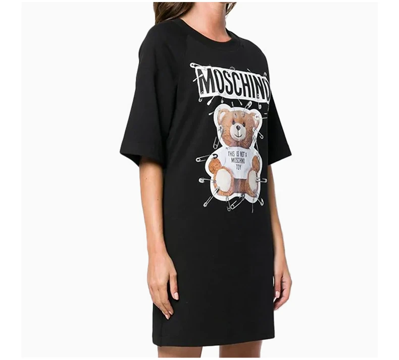 商品[国内直发] Moschino|Moschino 莫斯奇诺 女士黑色棉质T恤式连衣裙 EV0444-5526-1555,价格¥1268,第5张图片详细描述