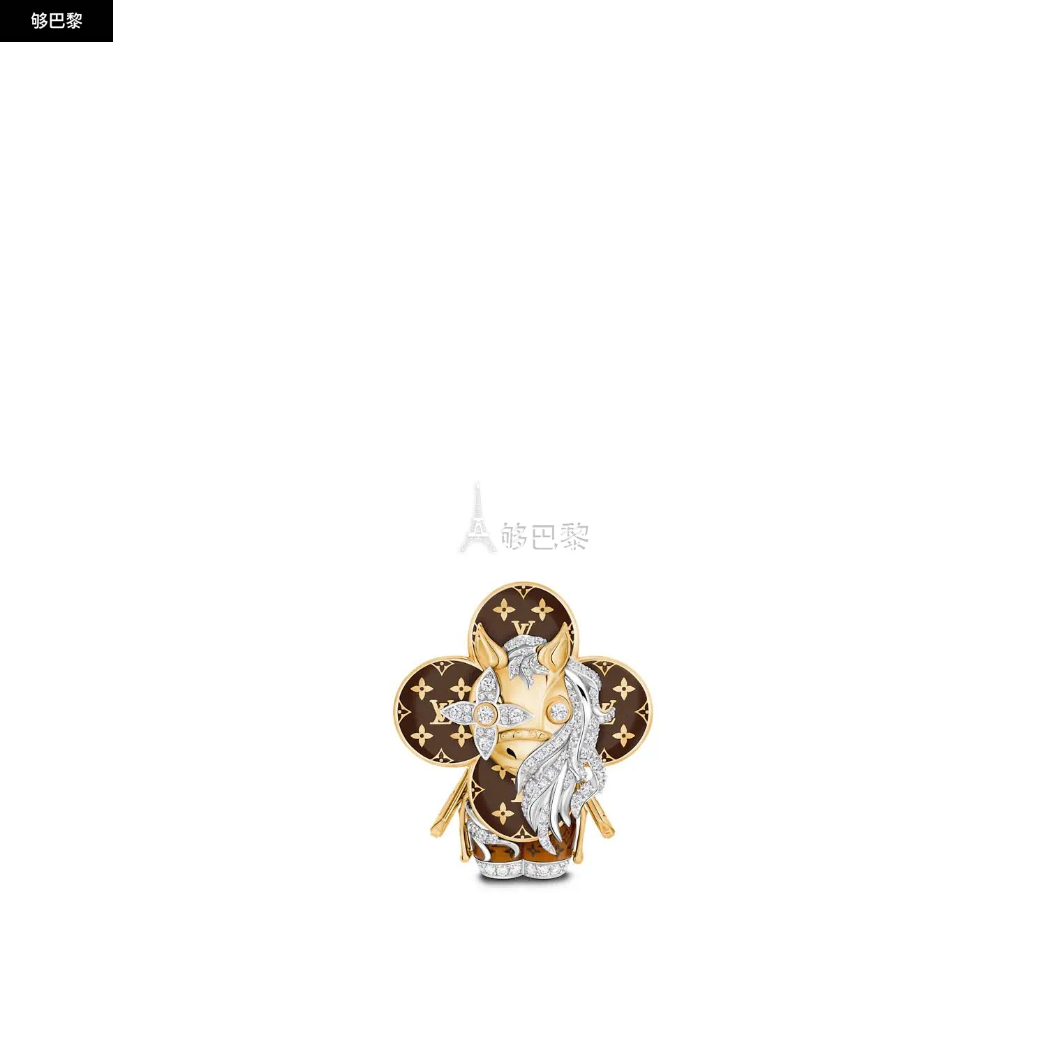 商品Louis Vuitton|【预售】 LV路易威登 24秋冬 女士 吊坠 VIVIENNE HORSE 18K 金漆光钻石项链 Q93978,价格¥430438,第3张图片详细描述